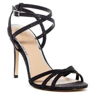 Jewel Badgley Mischka High Heel Sandals Black Sparkly Ambre 9 NWT